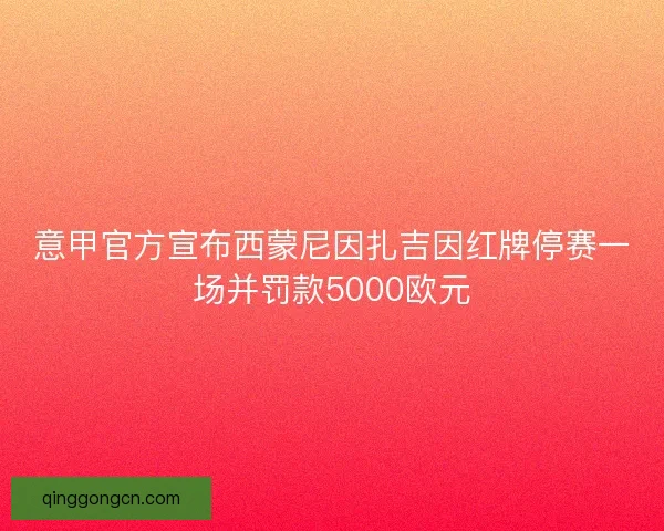 意甲官方宣布西蒙尼因扎吉因红牌停赛一场并罚款5000欧元 意甲官方宣布西蒙尼因扎吉因红牌停赛一场并罚款5000欧元