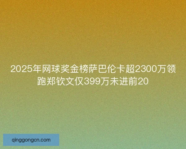2025年网球奖金榜萨巴伦卡超2300万领跑郑钦文仅399万未进前20 2025年网球奖金榜萨巴伦卡超2300万领跑郑钦文仅399万未进前20