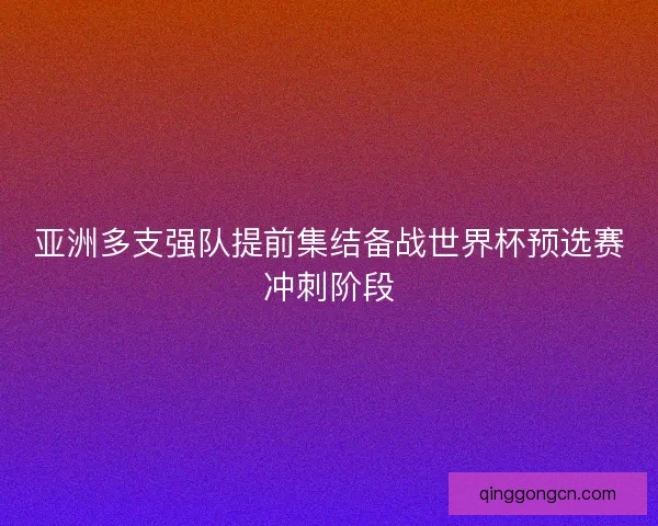 亚洲多支强队提前集结备战世界杯预选赛冲刺阶段 亚洲多支强队提前集结备战世界杯预选赛冲刺阶段